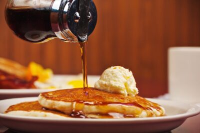 Pancakes with syrup and butter, and example of Minneapolis Restaurant Photography