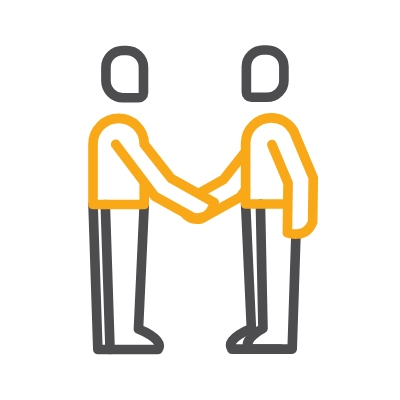 Icon featuring two people shaking hands