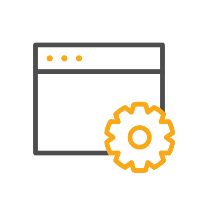 Icon of a browser window with a settings gear